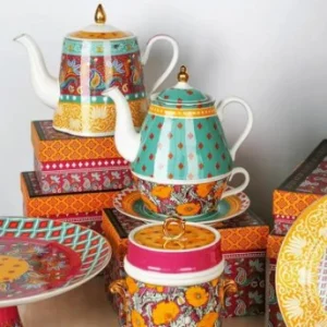 Lucky Art Lyhd589 Eliana Bone China Porselen Karışık Desenli Kulplu Kavanoz 16 cm