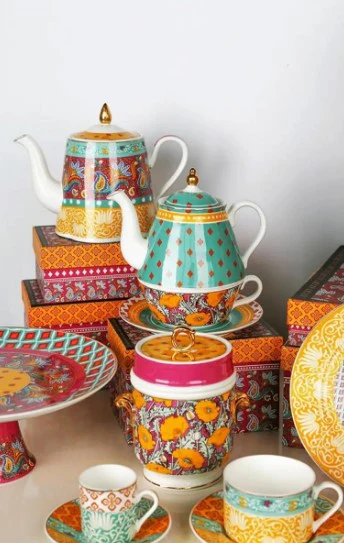 Lucky Art Lyhd589 Eliana Bone China Porselen Karışık Desenli Kulplu Kavanoz 16 cm