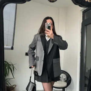 OVERSIZE ÇİZGİLİ CEKET